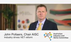 "A still from the video &lsquo;AISC Leader: John Pollaers – Industry drives VET reform&rsquo;."